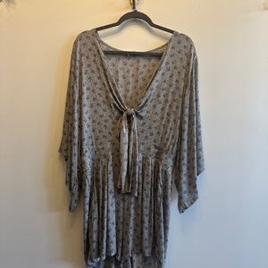 Blue Floral Tie-Front Romper